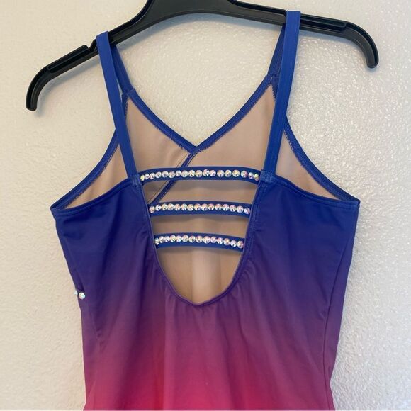 Weissman Balera Costume solo custom dance rhinestone Ombre Leotard PL12366 LC - Picture 6 of 15